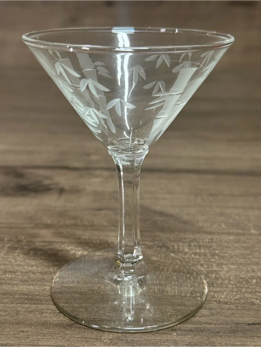 (12) Vintage Noritake Sasaki Bamboo Etched Glassware Martini Glasses Set 12